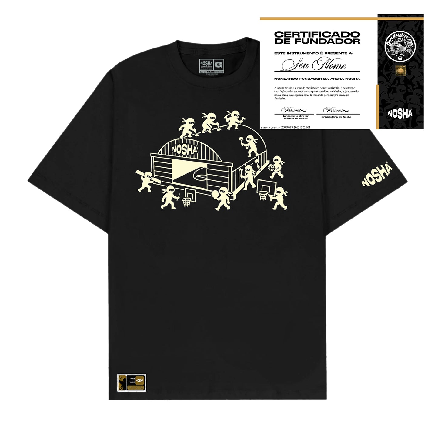 Camiseta Oversized "Fundadores" + Certificado | Black & Cream